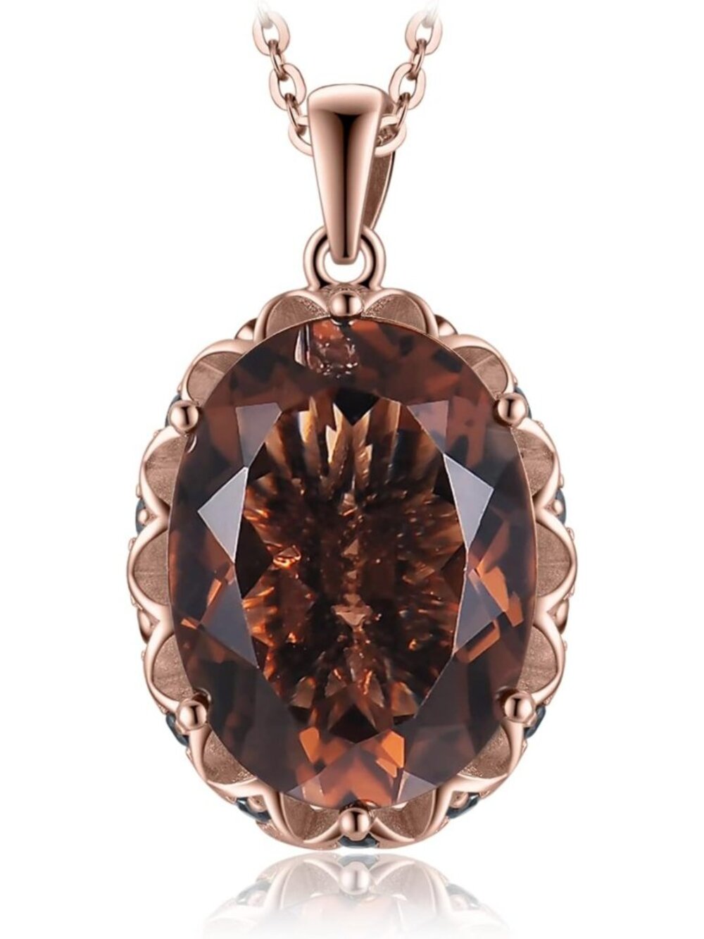 8.5ct Oval Smoky Quartz Pendant Necklace, 925 Sterling Silver, 18" Chain